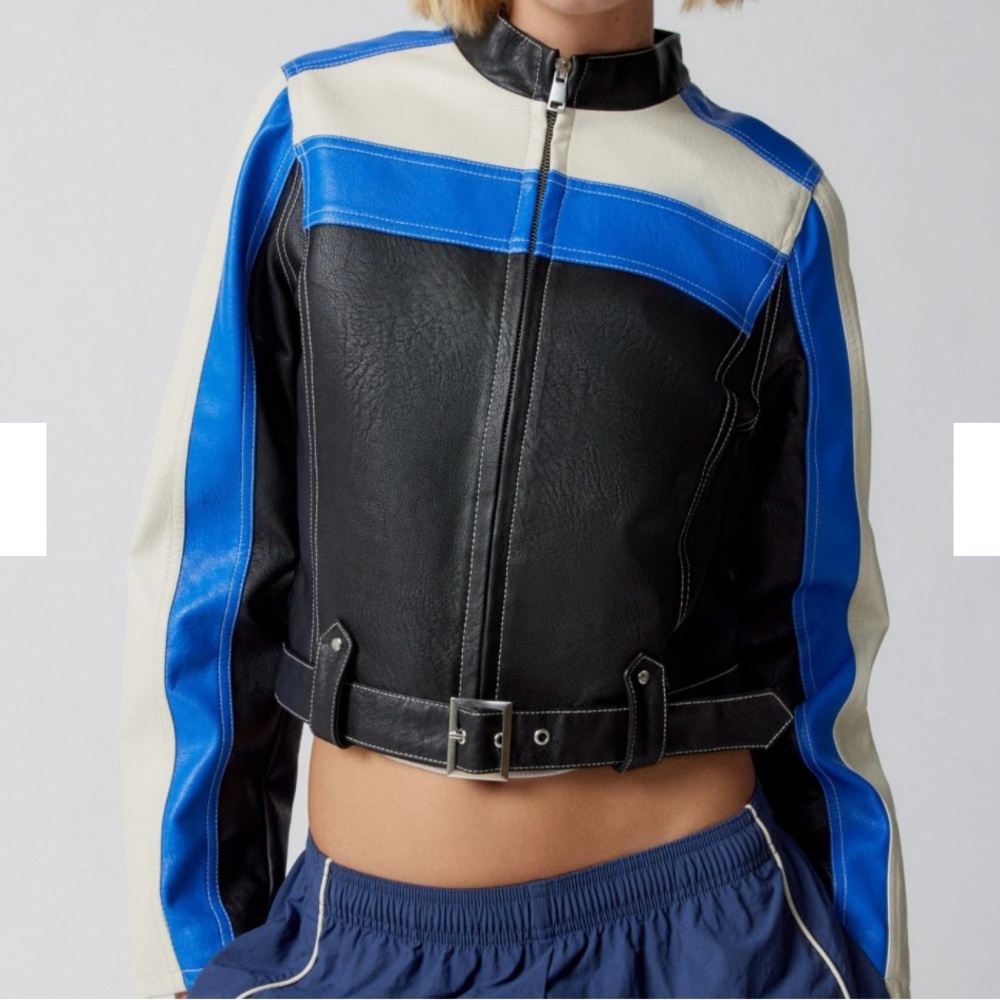 UO Jordan Faux Leather Racer Moto Jacket